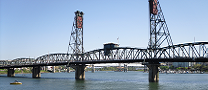 Photograph of a bridge over the Willamette River, Portland, OR.