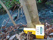 Fluorometer used to calculate discharge (flow rates) of the urban watercourse